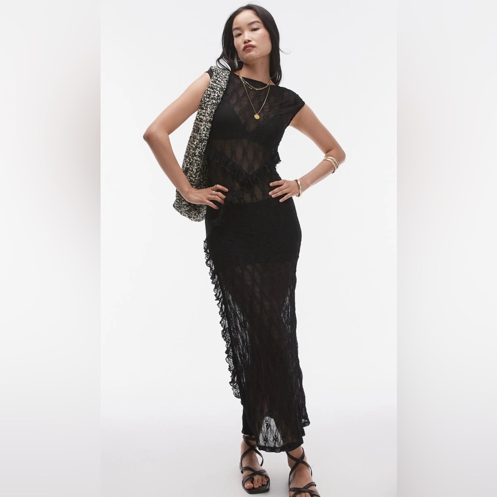 Topshop Sheer Lace Maxi Dress
